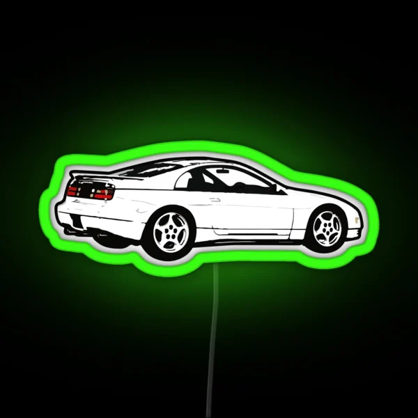 White 90s N Sportcar RGB Neon Sign