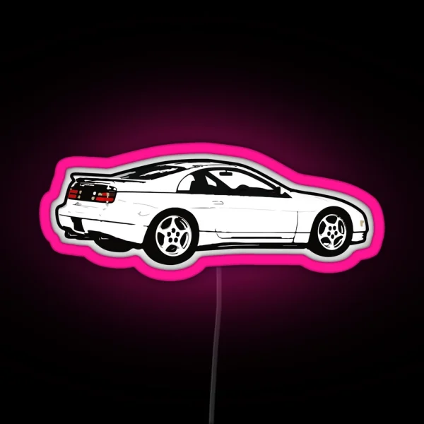 White 90s N Sportcar RGB Neon Sign