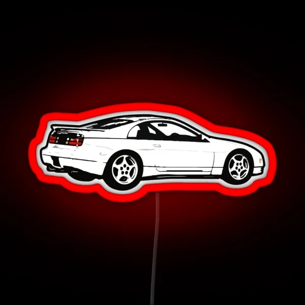 White 90s N Sportcar RGB Neon Sign