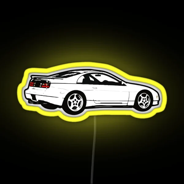 White 90s N Sportcar RGB Neon Sign