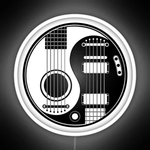 White And Black Acoustic Electric Guitars Yin Yang RGB Neon Sign