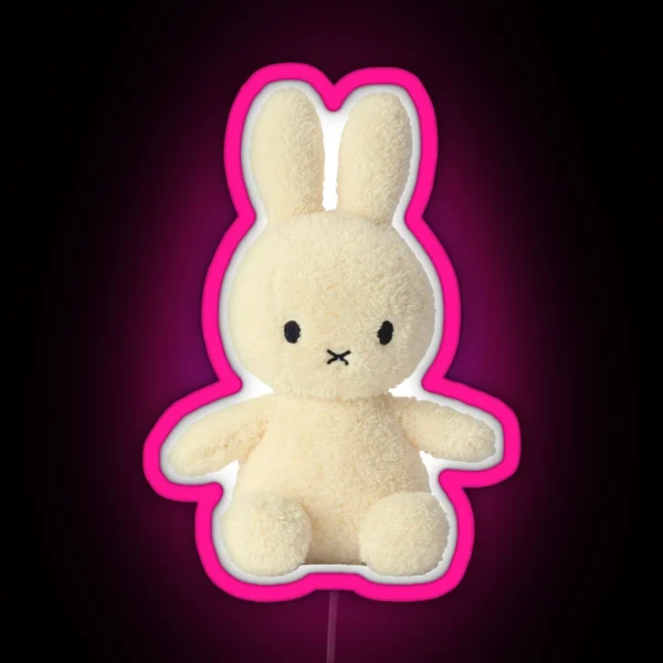 White Bunny Stuffie RGB Neon Sign