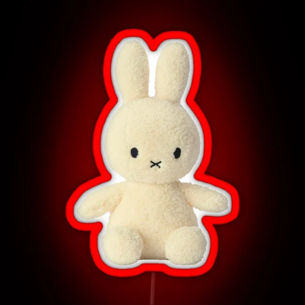 White Bunny Stuffie RGB Neon Sign