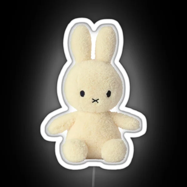 White Bunny Stuffie RGB Neon Sign