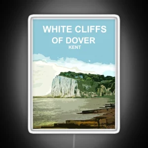 White Cliffs Of Dover Kent Travel Poster Gift RGB Neon Sign