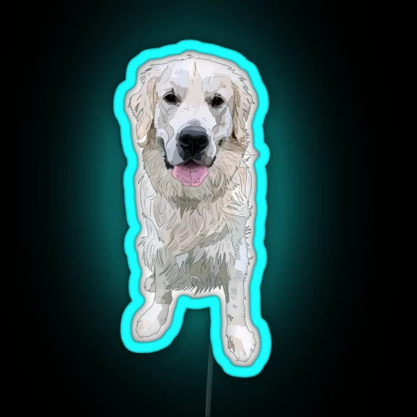 White Golden Retriever RGB Neon Sign