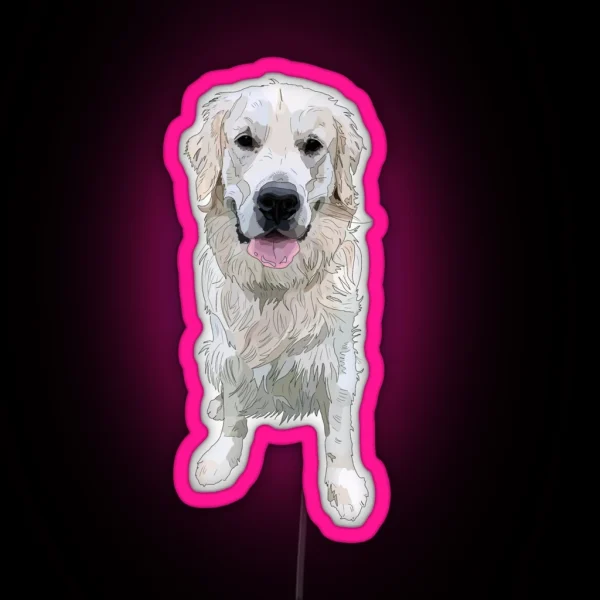 White Golden Retriever RGB Neon Sign