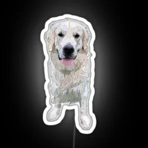 White Golden Retriever RGB Neon Sign