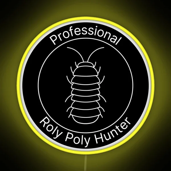 White Professional Roly Poly Hunter Badge RGB Neon Sign