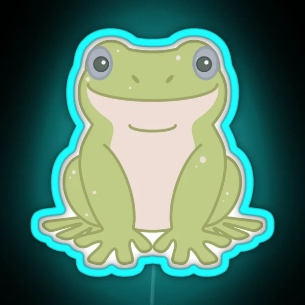 White S Tree Frog Green Blue Eyed RGB Neon Sign