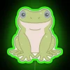 RGB Neon Sign Featuring White Tree Frog in Forest Hues