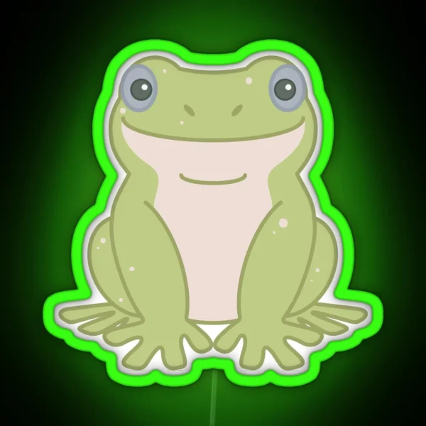 White S Tree Frog Green Blue Eyed RGB Neon Sign