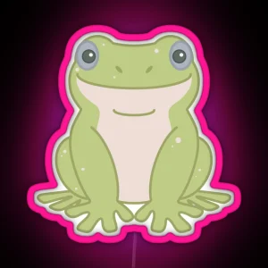 White S Tree Frog Green Blue Eyed RGB Neon Sign