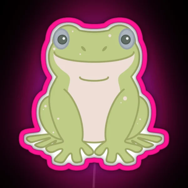 White S Tree Frog Green Blue Eyed RGB Neon Sign