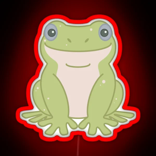 White S Tree Frog Green Blue Eyed RGB Neon Sign