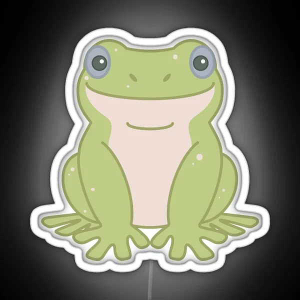 White S Tree Frog Green Blue Eyed RGB Neon Sign