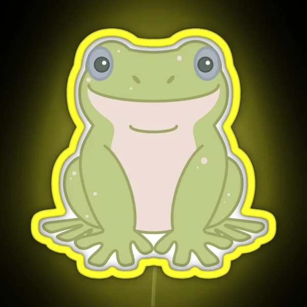 White S Tree Frog Green Blue Eyed RGB Neon Sign