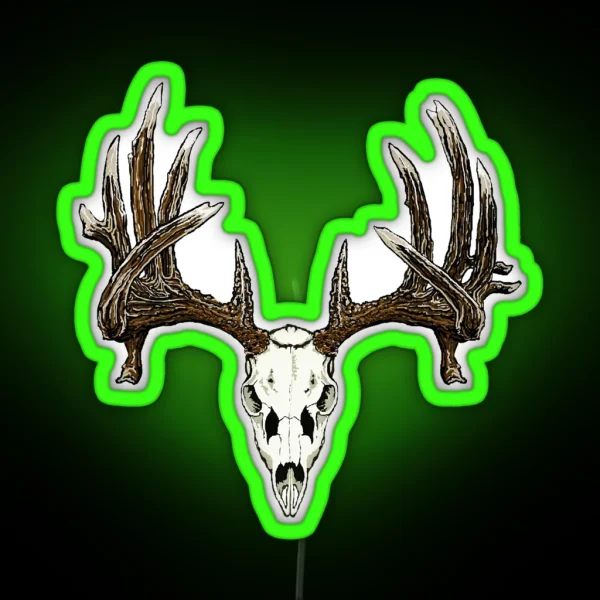 Whitetail Deer Skull RGB Neon Sign