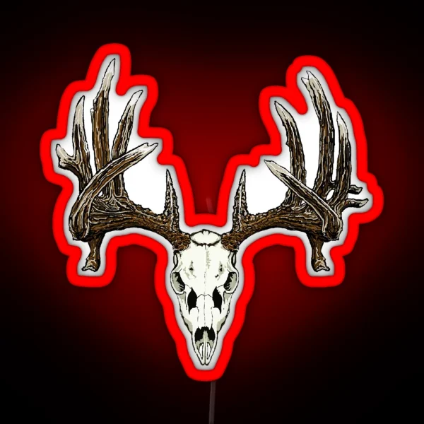 Whitetail Deer Skull RGB Neon Sign