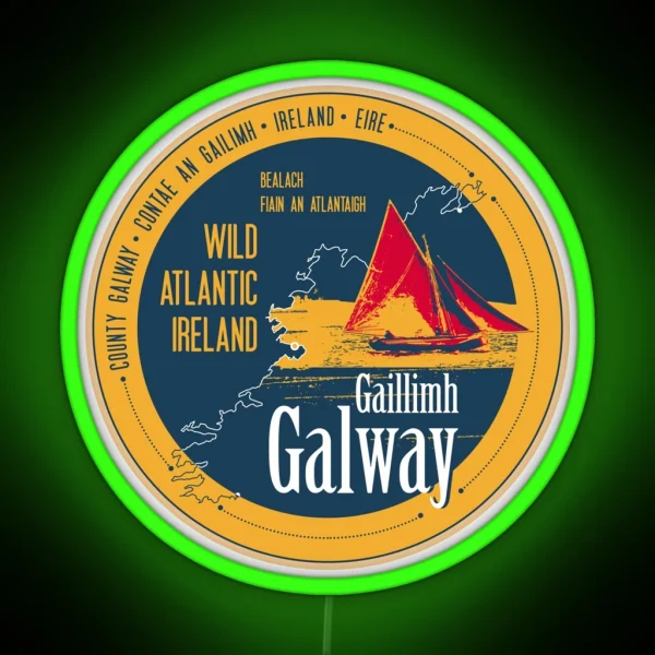 Wild Atlatic Way Galway Ireland Led Led Magnet 2 RGB Neon Sign