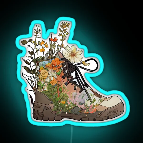 Wild Flower Hiking Boots RGB Neon Sign