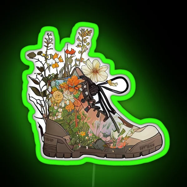 Wild Flower Hiking Boots RGB Neon Sign