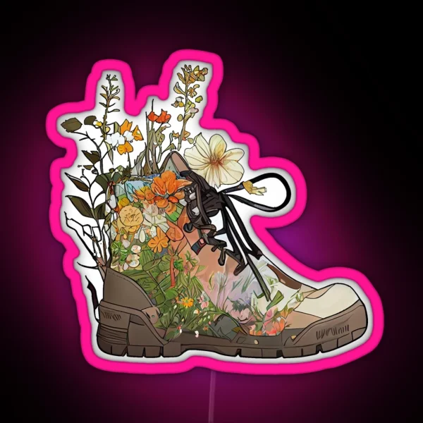 Wild Flower Hiking Boots RGB Neon Sign