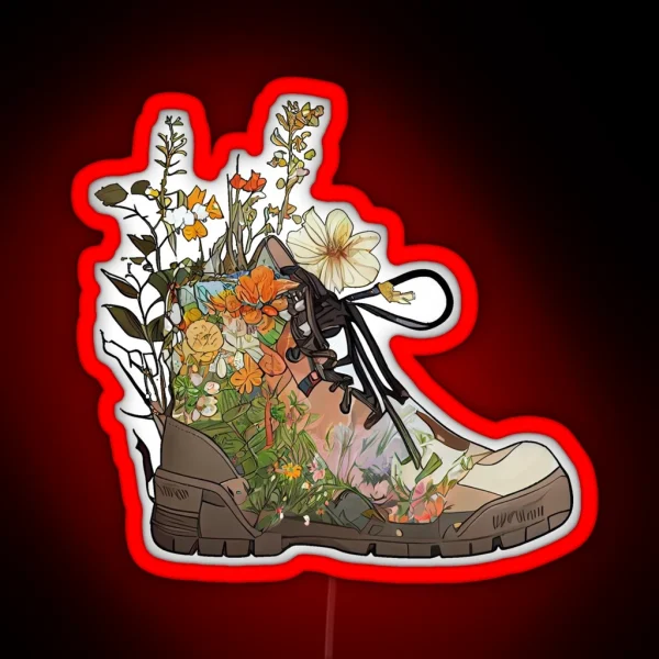 Wild Flower Hiking Boots RGB Neon Sign