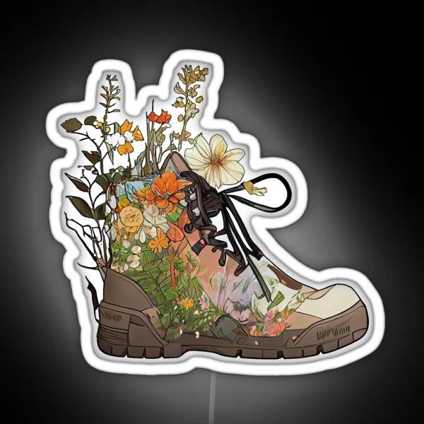 Wild Flower Hiking Boots RGB Neon Sign