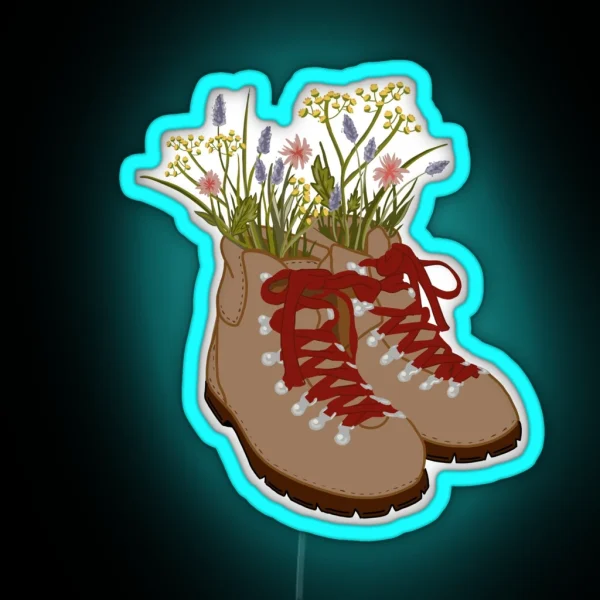 Wildflower Hiking Boots RGB Neon Sign