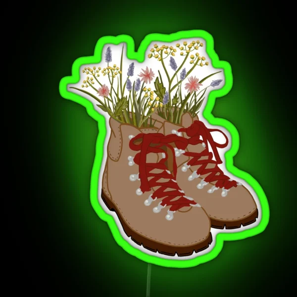 Wildflower Hiking Boots RGB Neon Sign