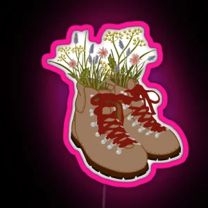 Wildflower Hiking Boots RGB Neon Sign