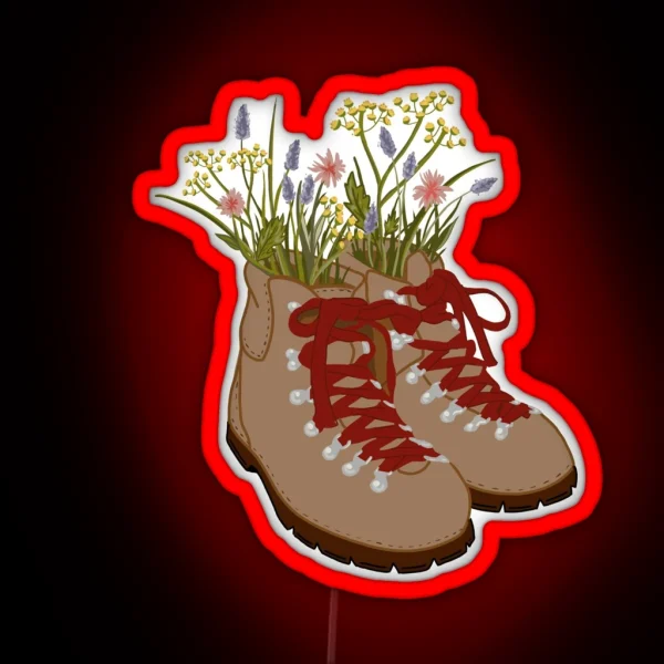 Wildflower Hiking Boots RGB Neon Sign