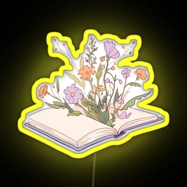 Wildflowers Growing From An Open Book II RGB Neon Sign