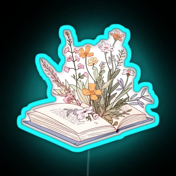 Wildflowers Growing From An Open Book RGB Neon Sign