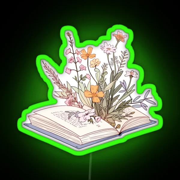 Wildflowers Growing From An Open Book RGB Neon Sign