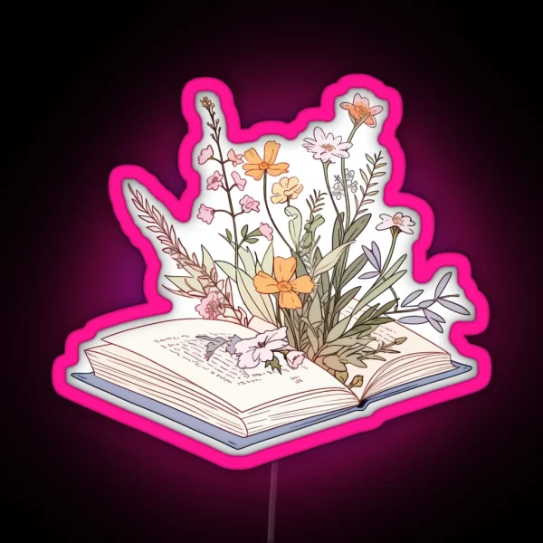 Wildflowers Growing From An Open Book RGB Neon Sign