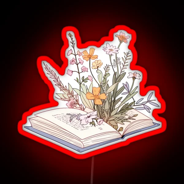 Wildflowers Growing From An Open Book RGB Neon Sign