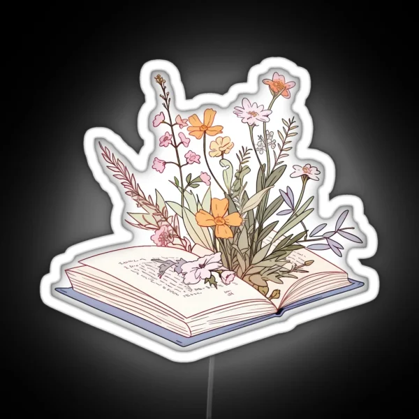 Wildflowers Growing From An Open Book RGB Neon Sign
