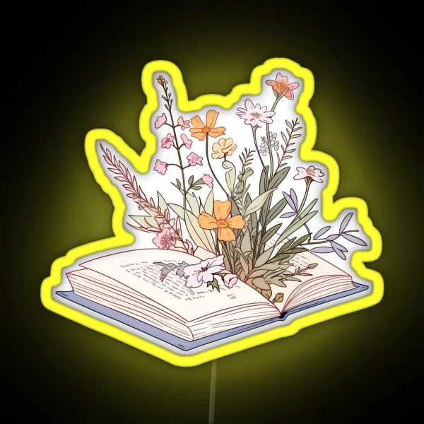 Wildflowers Growing From An Open Book RGB Neon Sign