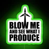 Whimsical Wind Turbine Neon Sign with Humorous Power Generation Concept