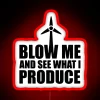 Eye-catching RGB neon wind turbine display with vibrant energy production theme