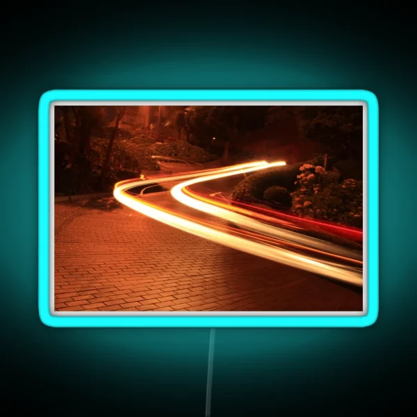 Winding Light Trail Lombard St SFO RGB Neon Sign