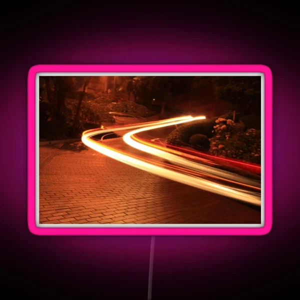 Winding Light Trail Lombard St SFO RGB Neon Sign