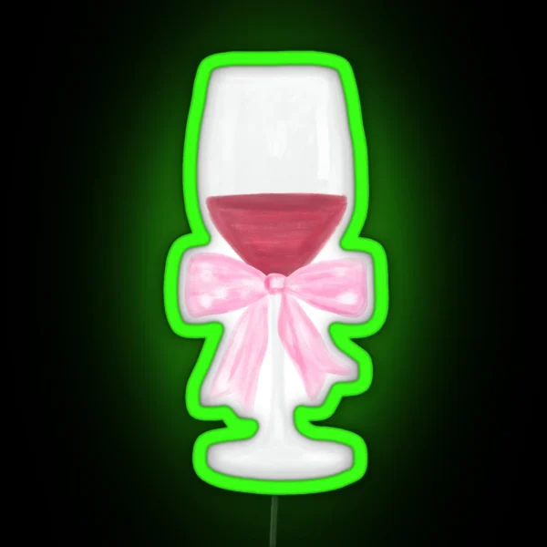 Wine And Bow Watercolor Drawing RGB Neon Sign