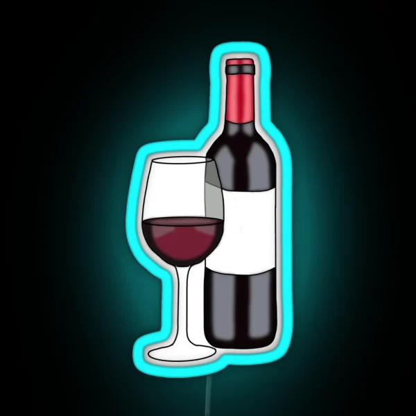 Wine Bottle With Wine Glass RGB Neon Sign