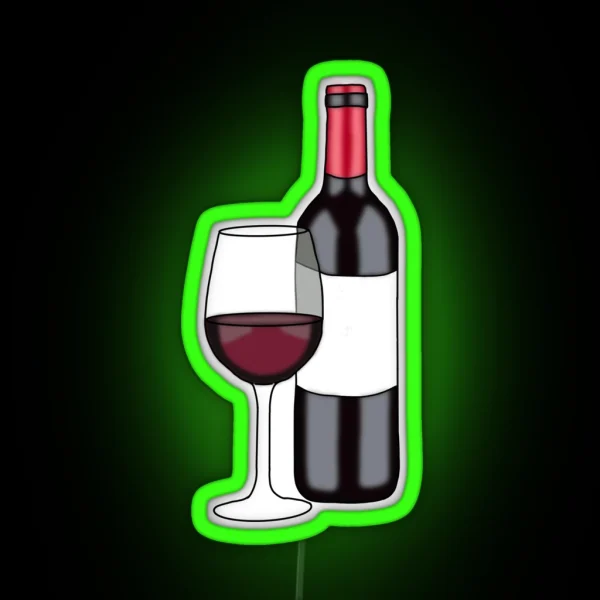 Wine Bottle With Wine Glass RGB Neon Sign