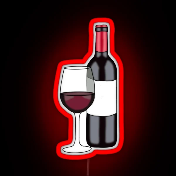 Wine Bottle With Wine Glass RGB Neon Sign