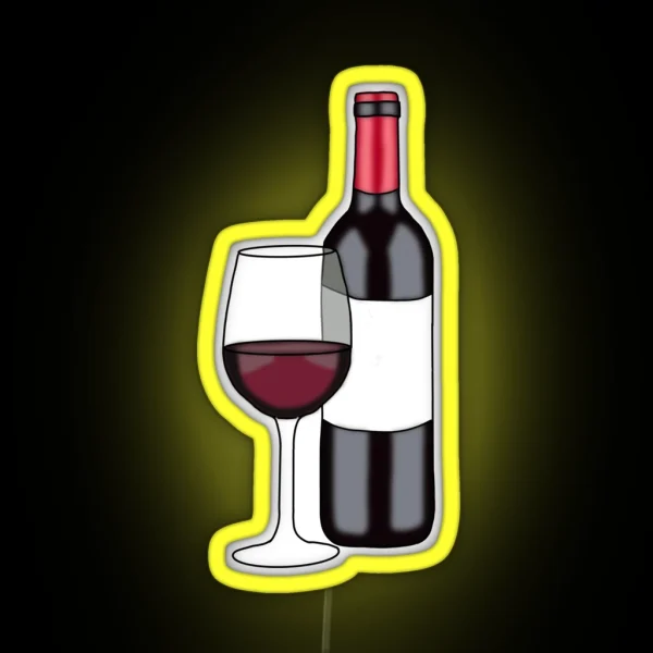 Wine Bottle With Wine Glass RGB Neon Sign