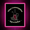Expertly lit guide for wine enthusiasts with neon flair accents.